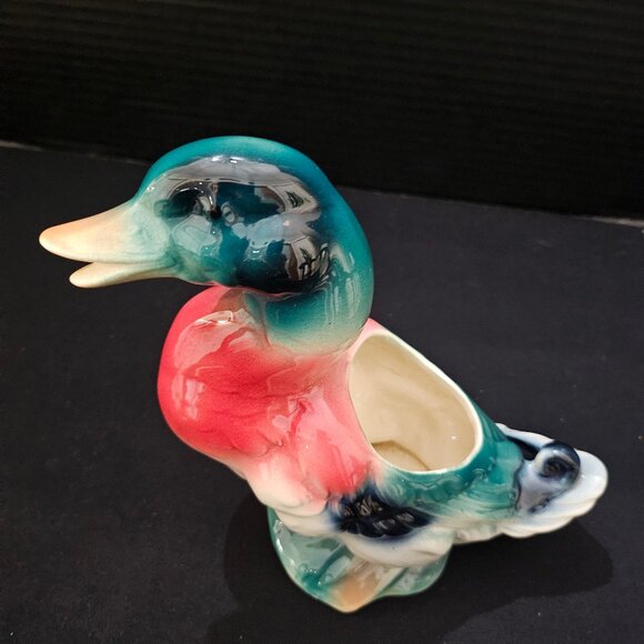 Colorful Royal Copley Ceramic Mallard Duck Planter Figurine 1940s 50s Made in US - Picture 7 of 12